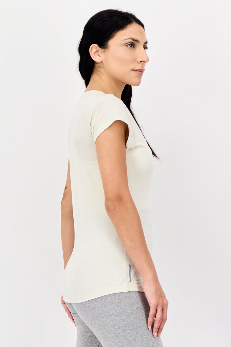 PUMA Women Sportswear Fit Short Sleeve Training Top, Beige - Image 3